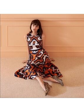 L.K. Bennett Printed Andrea Midi Dress, Size 14